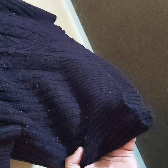 GeorgelPurple Turtleneck Sweater Dress With Cold Shouldered Sleeve Acrylic Blend - Picture 6 of 14